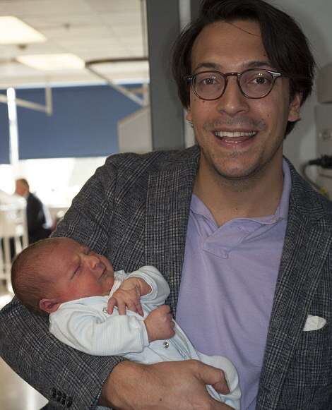 New fathers photographed on day of baby's birth, Chelsea and Westminster hospital, London, Britain - May 2014