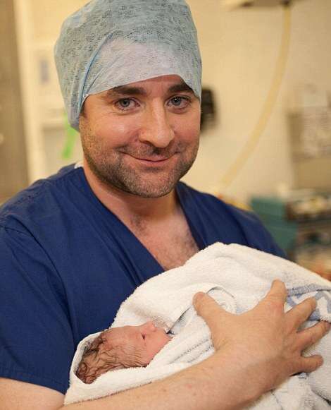 New fathers photographed on day of baby's birth, Chelsea and Westminster hospital, London, Britain - May 2014