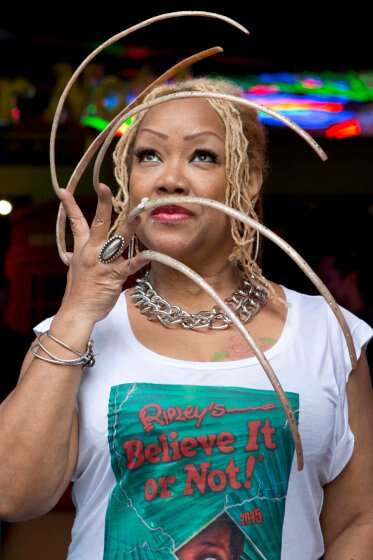 Ayanna Williams Displays Her 23-Inch Nails At A Book Launch In London