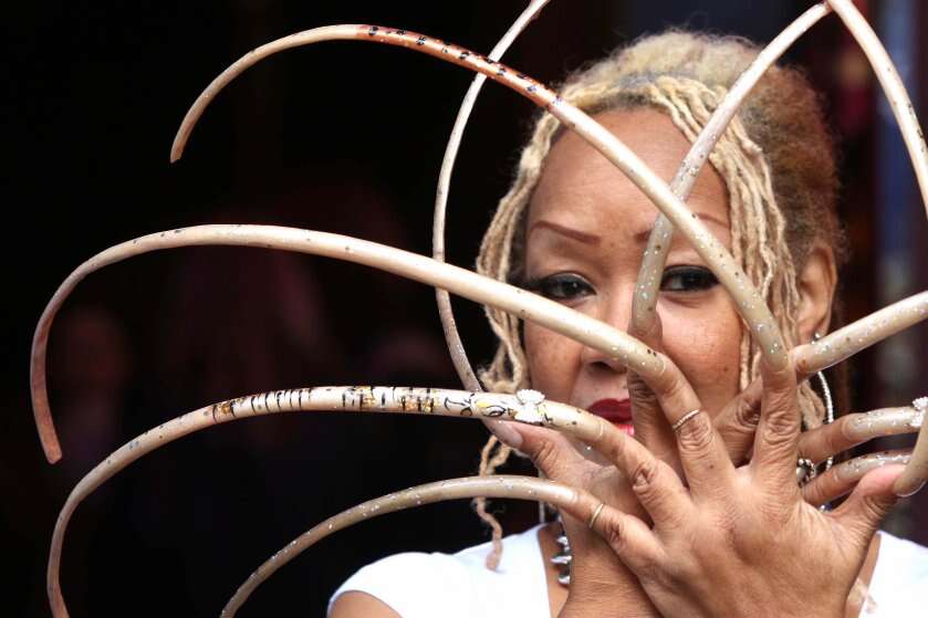 Ayanna Williams Displays Her 23-Inch Nails At A Book Launch In London