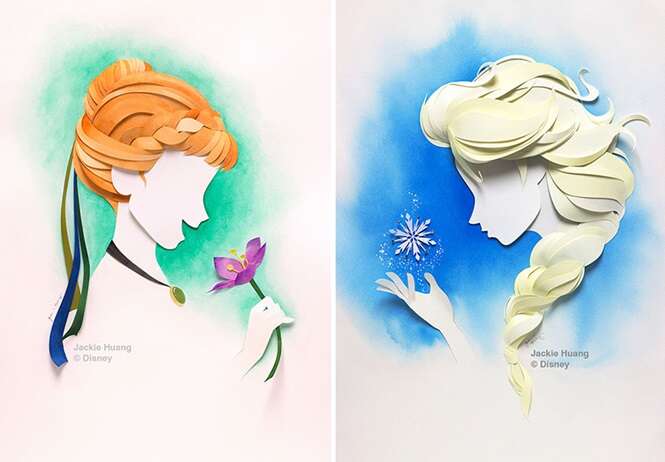 Artista cria personagens da Disney com camadas de papel