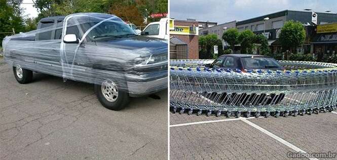 Imagens de vinganças satisfatórias contra motoristas folgados que não sabe estacionar