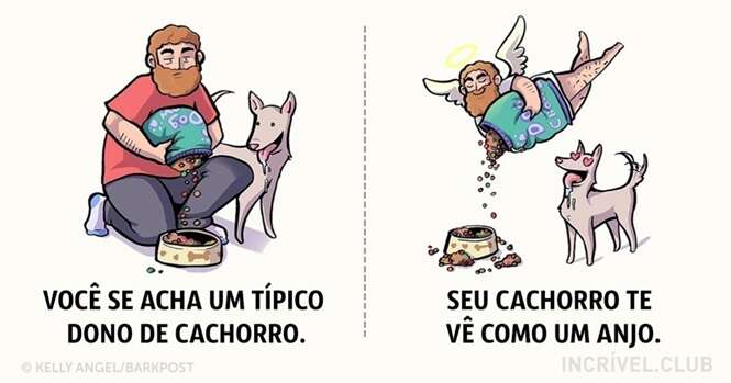 Ilustrações divertidas mostrando como nossos cães nos veem