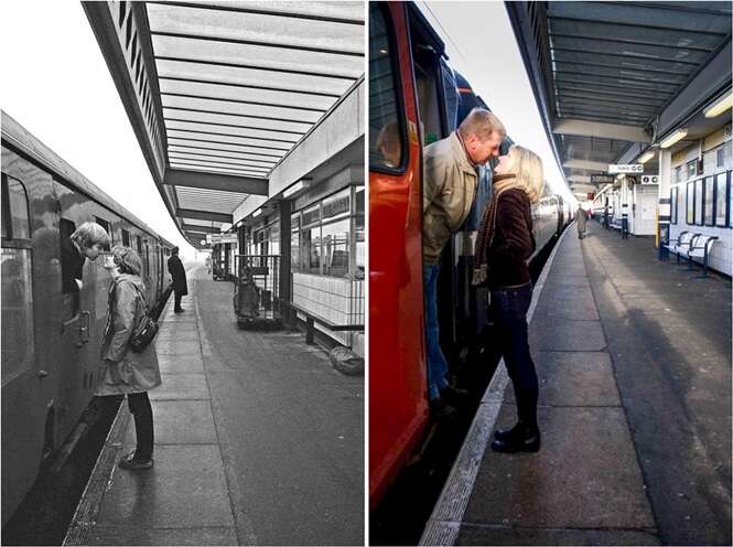 Fotos das décadas de 1970 e 1980 recriadas anos depois com as mesmas pessoas