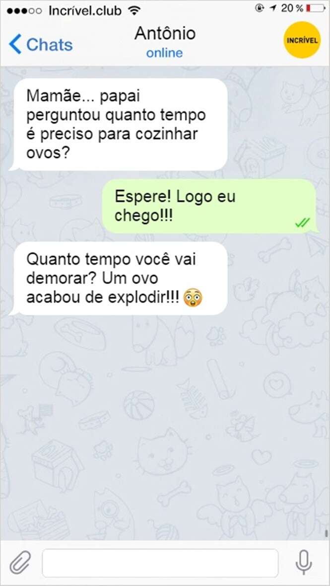 Mensagens de texto evidenciando que os pais são como os próprios filhos