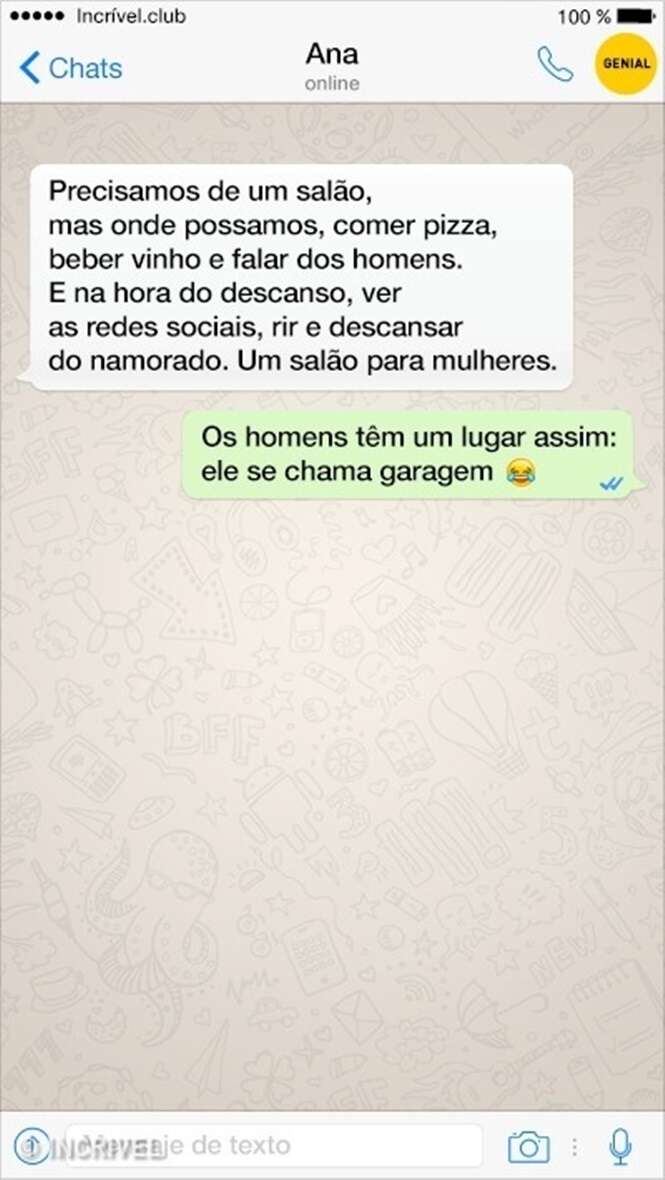 Mensagens de texto provando que ser mulher não é nada fácil