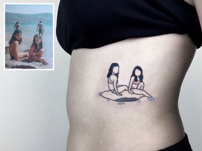 Artista transforma fotos nostálgicas em lindas tatuagens minimalistas