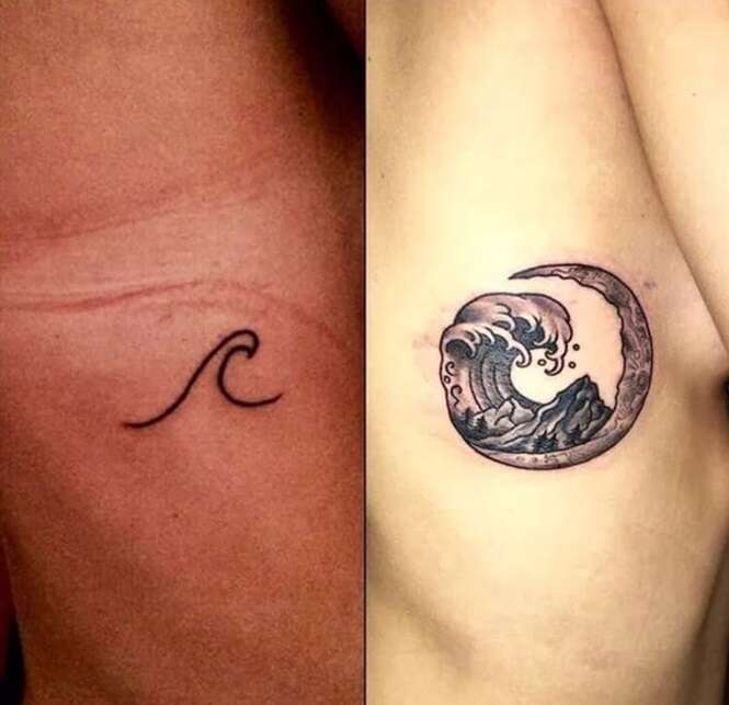 Tatuagens antes e depois de terem sido encobertas